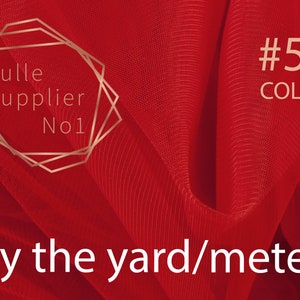 Lux Red Tulle Fabric by the Yard, Color #53 Lux Red Tulle, Soft Red Tulle by the Meter, High Quality Red Tulle 118&quot; Wide, Luxury Red Tulle