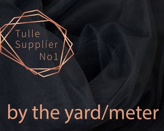 Midnight Blue Tulle Fabric, Soft Matte Polyester, 118" Wide, by the Yard