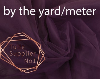 Dusty Purple Tulle Fabric by the Yard, Color #44 Dusty Purple Tulle, Soft Dark Purple Tulle by the Meter, High Quality Wide Purple Tulle
