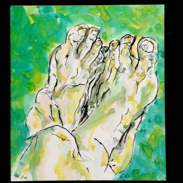 Digital Print of India Ink Feet painting