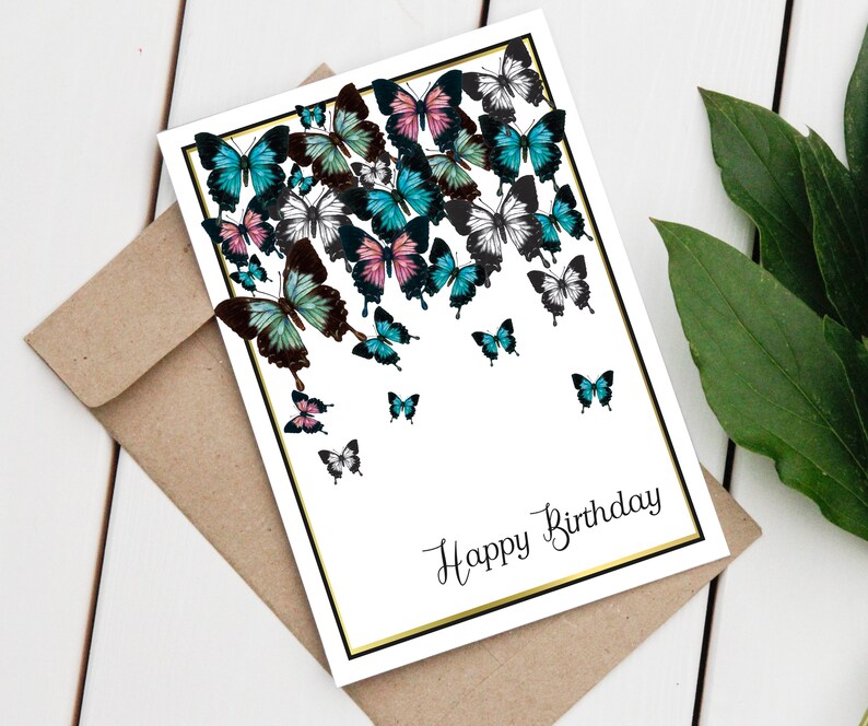 Butterfly Greeting Card Blank Card Watercolor Butterflies Etsy