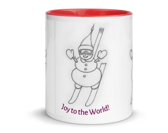 Joy to the World! Happy Winter Holiday Mug with Color Inside!