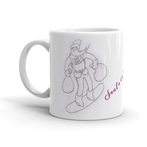 Santa is coming White Christmas Holiday fun mug Glossy ceramic gift image 1