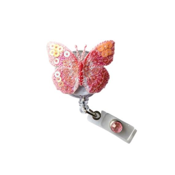 Pink Sequins Butterfly Badge Reel, Cute Retractable Badge Reel Holder,  Nurse Gift, RN, Teacher Gift, Cute Pink Butterfly, Nurses Week Gift -   Ireland