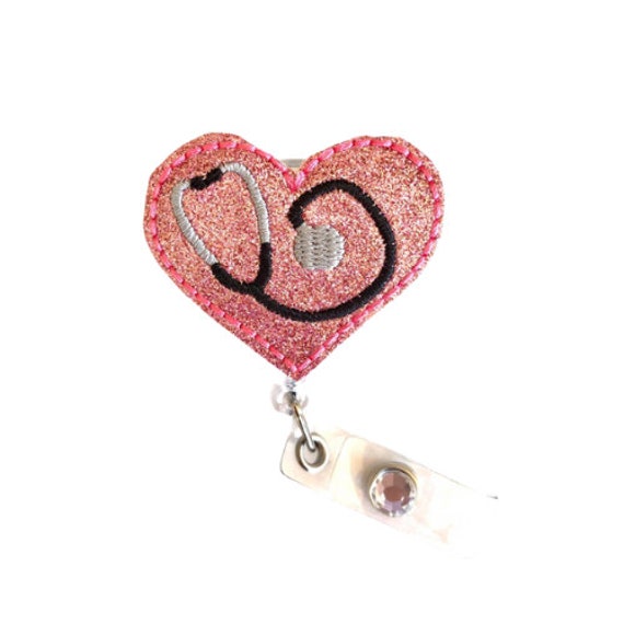 Pink Embroidered Heart Stethoscope Badge Reel Holder, Felt Badge, Nurse  Gift, CNA, Cute Badge Reel Holder, Nurses Week Gift, Free Shipping