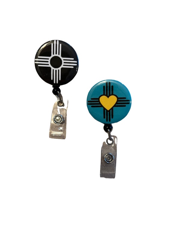 1.5 New Mexico / Zia Symbol Retractable Badge Reel Holder, Belt Clip, Cute  Registered Nurse Gift, RN, Teacher Gift