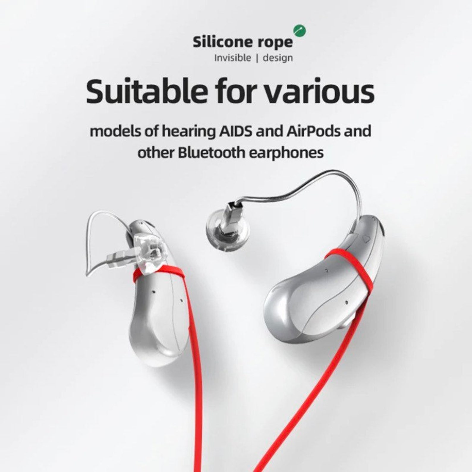 Hearing aid Silicone Retention Line with METAL Clip Ready to Etsy