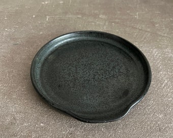 Handmade Ceramic Spoon Rest | Handmade Ceramic Black Spoon Rest | Handmade Spoon Holder | Handmade Ceramic Charcoal Spoon Rest