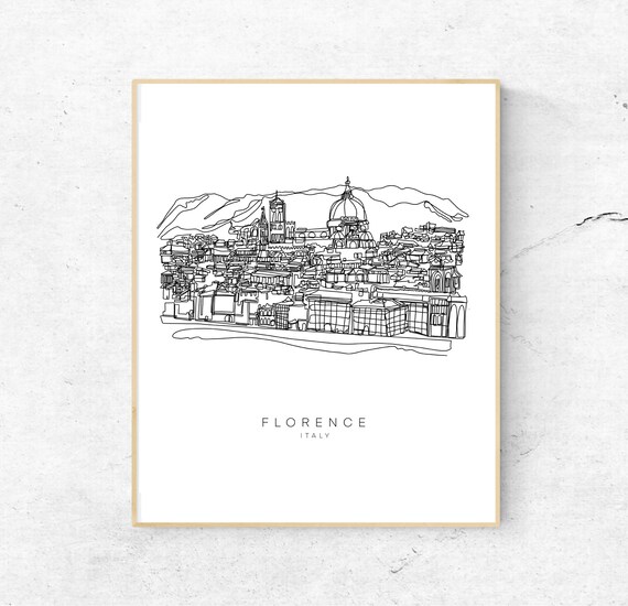 FLORENCE Italy Skyline 8x10 Single Line Art Print // Black