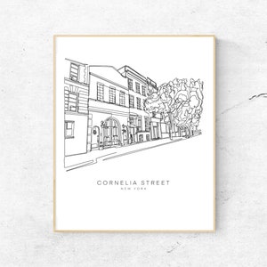 CORNELIA STREET Skyline 8x10 Single Line Art Print // Black and White // Unframed
