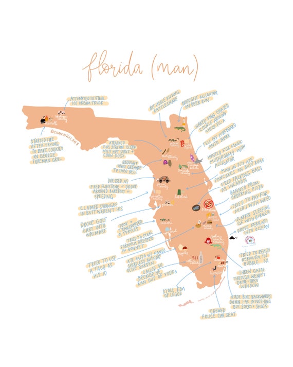 DIGITAL // FLORIDA Manmap of Funny Florida Man Stories - Etsy DIGITAL // FLORIDA Manmap of Funny Florida Man Stories - Etsy