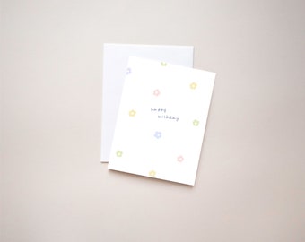 Handmade Happy Birthday Card | Floral Illustrated Greeting Card