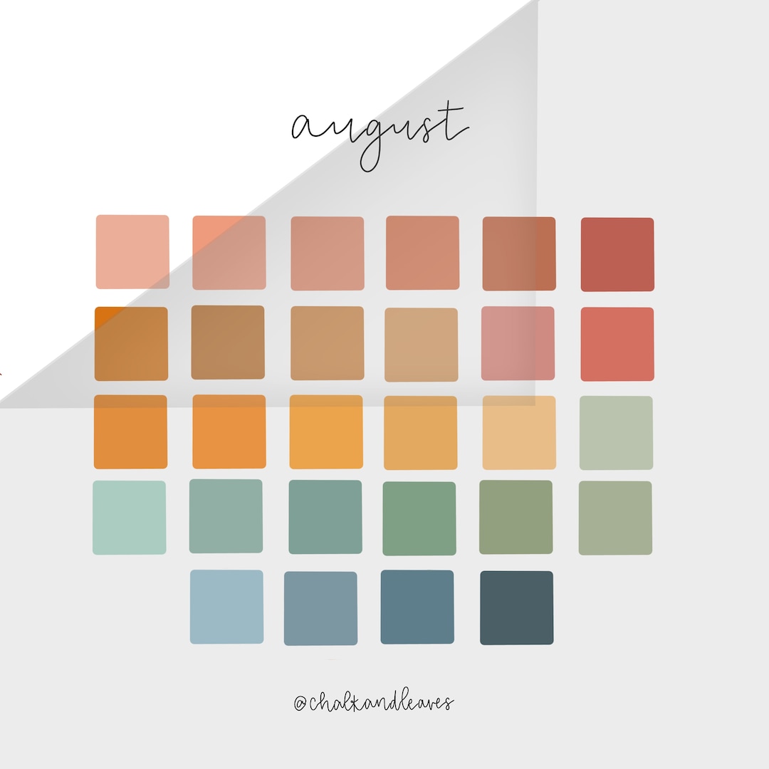 August Procreate Color Palette Etsy