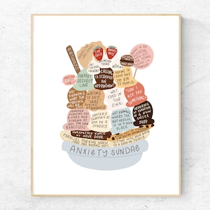 11x14 Anxiety Sundae Illustration / Unframed