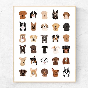 11x14 Dog Heads Illustration / Unframed