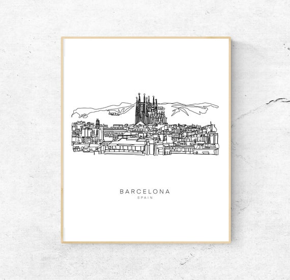 Barcelona 8x10 Single Line Art Print - Unframed - Etsy