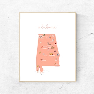 Alabama Illustrated Map Hand-Drawn (Unframed)