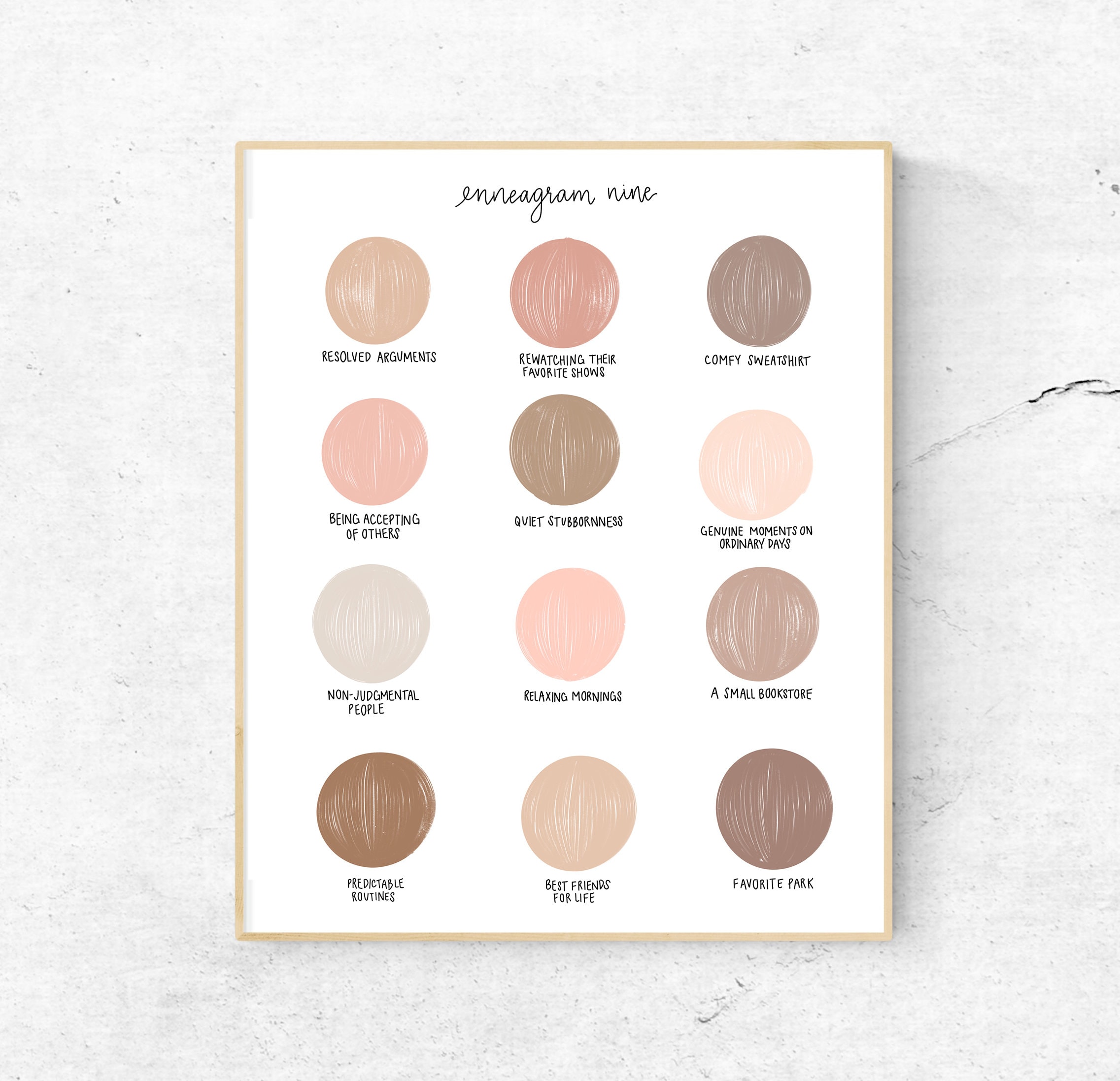 Enneagram 9 Neutral Color Palette Dots (unframed) - Etsy