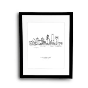 LOUISVILLE Skyline 8x10 Single Line Art Print // Black and White // Unframed