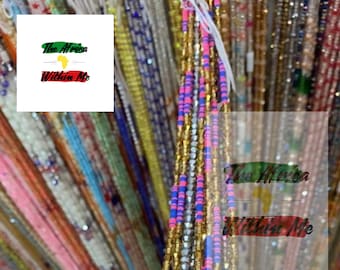 Crystal / Glass Tie waist beads, Authentic Ghana waist beads, Authentic waist beads for women, Africa waist beads, belly beads, waist beads