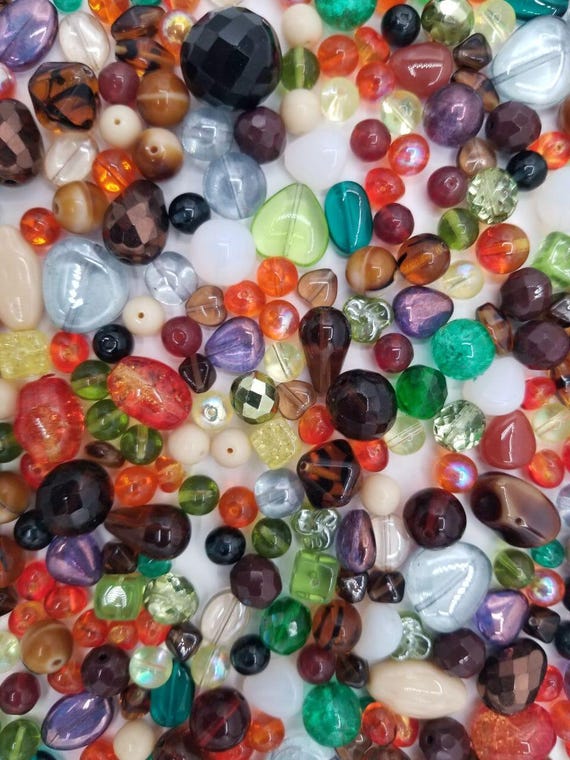 Beads Half Pound Mix Czech Glass Beads, 4-18mm, Assorted Colors