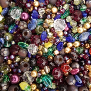 Half pound Glass Czech Beads 4-14 mm Mix