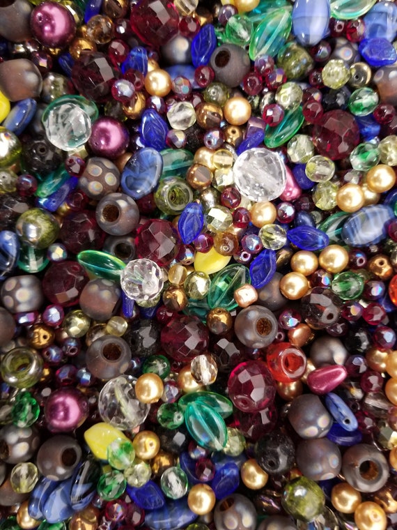 Half Pound Glass Czech Beads 4-14 Mm Mix UK