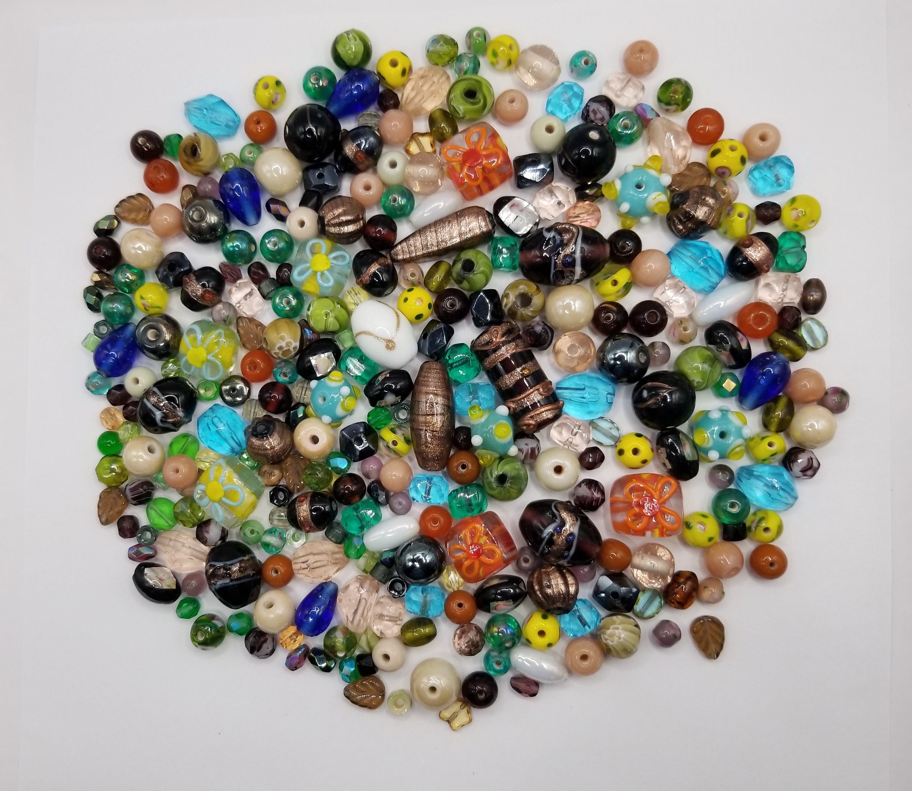Fancy Czech Glass Bead Mix 1/4 Lb Mix About 150 Beads as Pictured 0986 