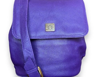 Liz Claiborne Vintage 1980s Grape Soda Purple Leather Bag