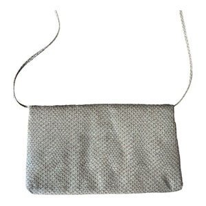 Vintage Late 70s Early 80s Faux Snakeskin Evening Bag Clutch in Taupe Gray Brown image 3