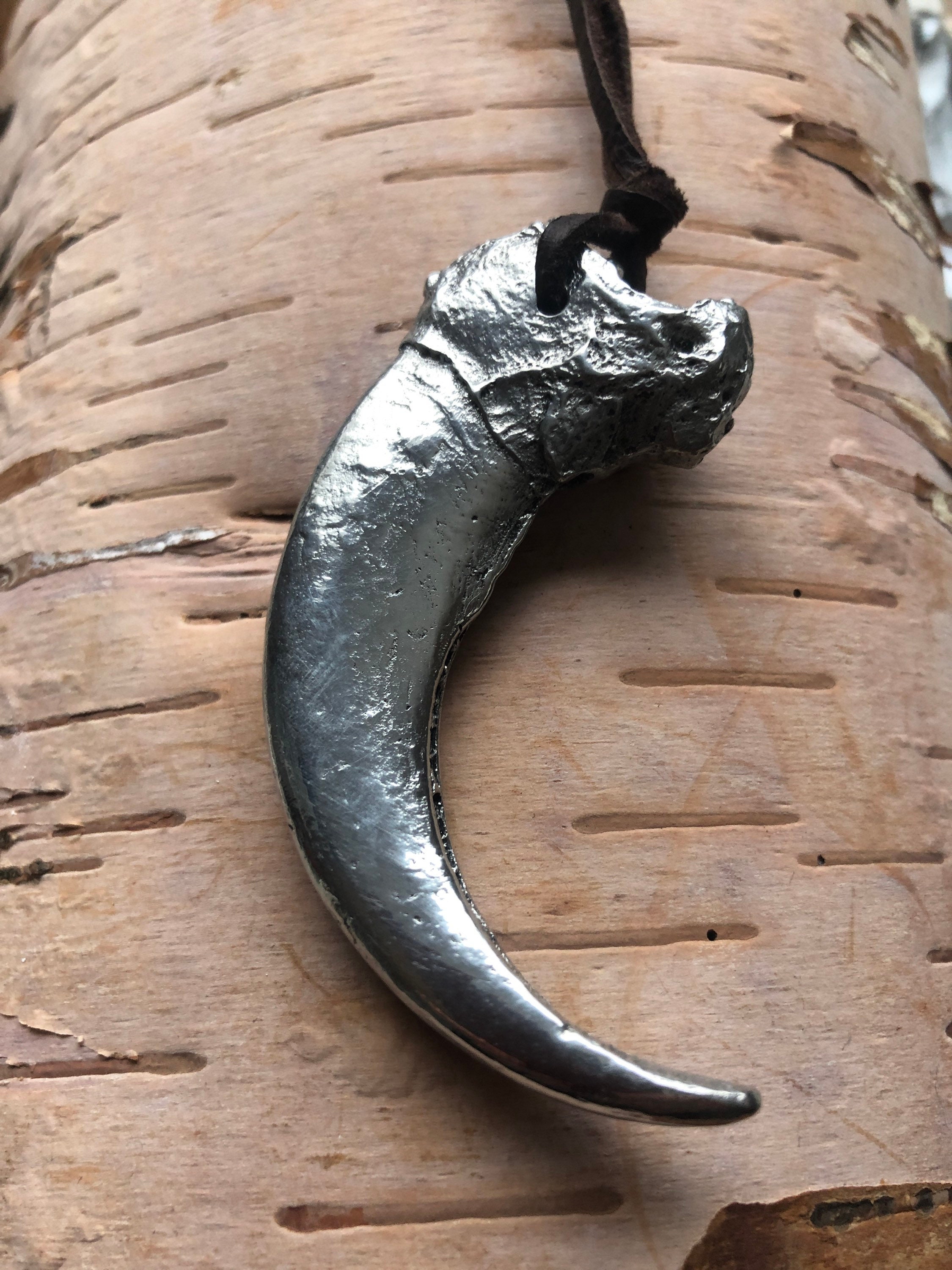 Solid Pewter Grizzly Bear Claw Pendant - Etsy