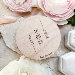 Save the Date Magnete aus Holz "Elegant" | personalisiert mit Namen | Hochzeitsmagnet