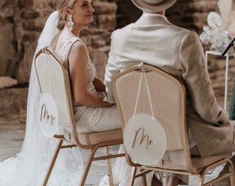 Stuhlschilder-Set Hochzeit "Mr & Mrs" aus Acryl und 3D-Aufschrift
