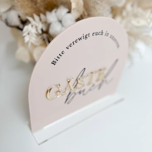 Gästebuch Schild Hochzeit aus Acryl 3D Schrift mit Fuß Bild 3