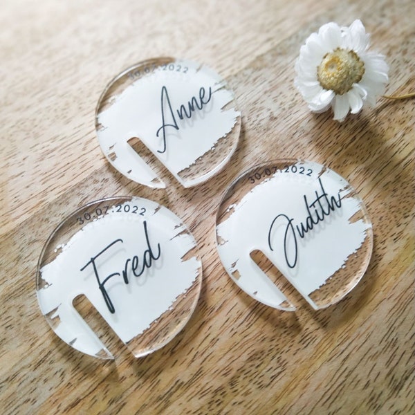Glasmarkierer Drinkmarker Hochzeit Personalisiert mit Namen und Datum aus Acryl