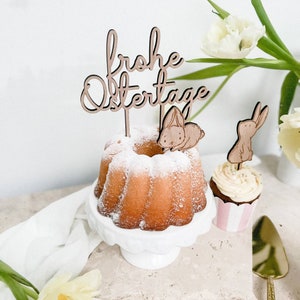 Mini Cake Topper Set 4 Häschen 1 Karotte aus Holz Bild 9