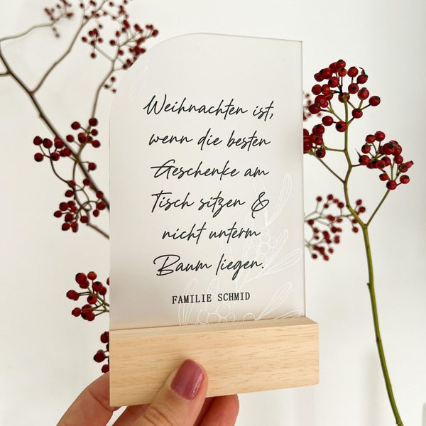 Deko Schild Weihnachten mit Holzfuß | Weihnachten Dekoration Weihnachtsgeschenk Personalisiert Weihnachtskarte Dekoschild Karte Geschenk