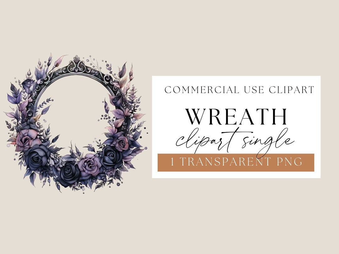 Gothic Floral Wreath Clipart, Watercolor Clip Art, Transparent PNG ...