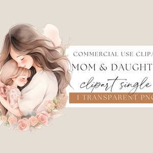 Mother and Daughter Embrace, Mother's Love, Mother's Day Clipart, Watercolour Clip Art, Mom and Child, Mother And Daughter Clipart, WPCS-P10