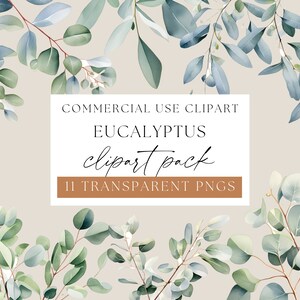 Eucalyptus Clipart, Greenery Clipart, Eucalyptus Watercolor, Watercolor Bouquets, Wedding Clipart, Transparent PNGs, WPC-F02