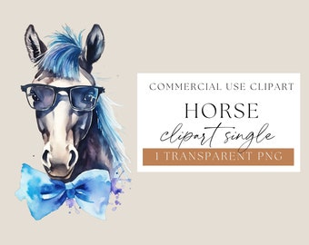 Cheval portant des lunettes, animaux de la ferme Png, Clipart animaux de la ferme, Illustrations de chevaux, cheval drôle Png, téléchargement numérique, Clipart cheval, WPCS-A23