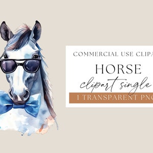 Horse Wearing Glasses Png, Watercolor Clipart, Horse Sublimation, Digital Crafting, Scrapbook Images, Farm Animal Png, Horse Png,  WPCS-A62