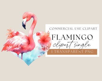 Flamingo clipart, Flamingo Valentines, Flamingo Summer Tropical, Birds Clip Art, Pink Flamingo with florals, watercolor design, WPCS-SE17