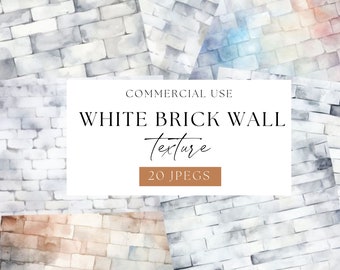 White Brick Wall Textured Watercolor Background, Bricks Paper Digital Paper, Scrapbook Pages, Craft backdrop Image, WPC-T98