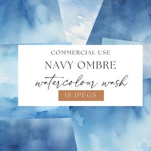 Navy Ombre Clipart, Blue Shades Watercolor, Blue Watercolour Texture, Navy Blue Ombre, Watercolor Digital paper, commercial use, WPC-T77
