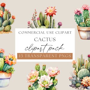 Cactus Clip Art aquarelle, Cactus Silhouette, désert Clipart, plantes d’intérieur, succulentes Clip Art, plante Clipart, Cactus mignon, WPC-F06