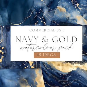 Navy and gold watercolor wash background texture, dark blue watercolour washes, blue backgrounds, commercial use, digital paper, WPC-T22
