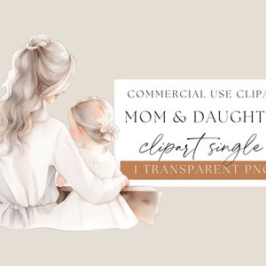 Mother and Daughter Sitting, Mom and Daughter, Mother and Child, Mother&#39;s Day, Mother&#39;s Day Clipart, Watercolour Clip Art, Family, WPCS-P13