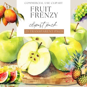 Obst Clipart, Sommer Früchte, Zitrusfrüchte, Aquarell Früchte, tropische Früchte, transparent png, Obst png, Obst Grafik, Obst Clipart Set