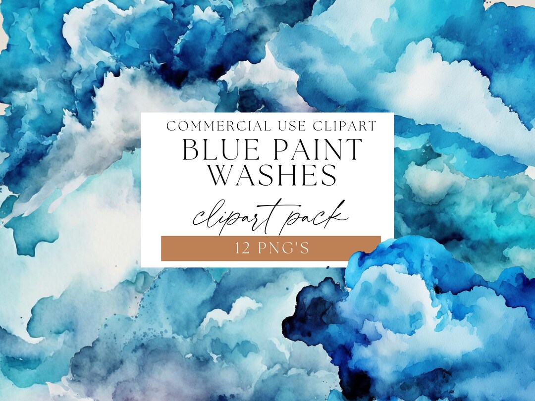 Blue Watercolor Washes, Commercial Use Images, Transparent Paint Wash ...